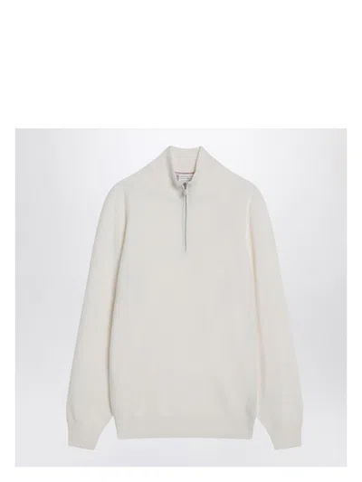BRUNELLO CUCINELLI MEN'S TURTLENECK SWEATER WITH ZIP