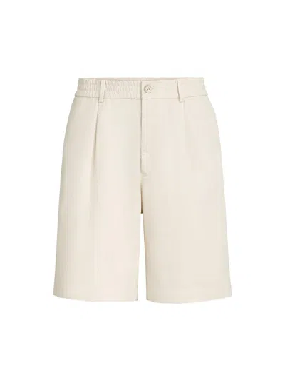 Brunello Cucinelli Twisted Cotton Gabardine Bermuda Shorts With Elasticated Waistband In Neutral