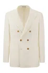 BRUNELLO CUCINELLI MEN'S TWISTED LINEN DECONSTRUCTED JACKET WITH PATCH POCKETS