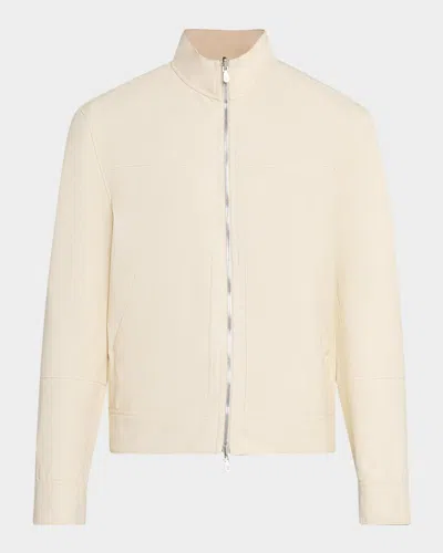 Brunello Cucinelli Men's Two-tone Reversible Leather Jacket In White