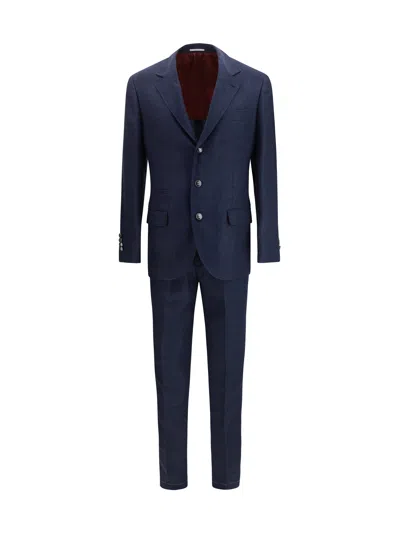 Brunello Cucinelli Men Two-piece Single-breasted Suit In Blue
