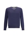 Brunello Cucinelli Men Ultrafine Virgin Wool Sweater In Blue