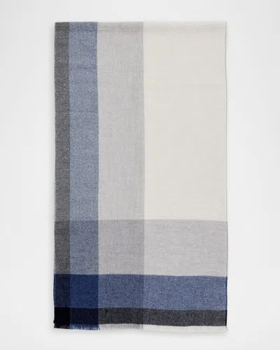 BRUNELLO CUCINELLI MEN'S UNEVEN PLAID WOOL-CASHMERE SCARF