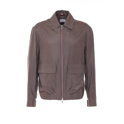 Brunello Cucinelli Men Unlined Vest In Membranated Silk In Brown