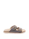 Brunello Cucinelli Slides Sandals In Suede Leather In Multicolor