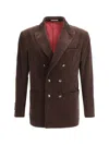 Brunello Cucinelli Velvet Blazer Jacket In Brown