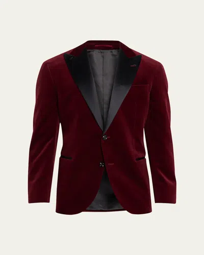 Brunello Cucinelli Men's Velvet Peak-lapel Tuxedo Jacket In Burgundy