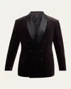 Brunello Cucinelli Shawl-collar Double-breasted Cotton-velvet Tuxedo Jacket In Brown