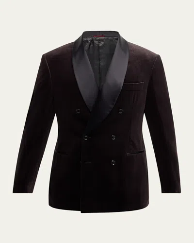 BRUNELLO CUCINELLI MEN'S VELVET SATIN-LAPEL DOUBLE-BREASTED DINNER JACKET