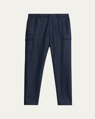 Brunello Cucinelli Men's Virgin Wool Cargo Pants In Blue
