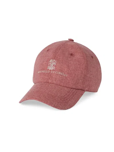 Brunello Cucinelli Men's Virgin Wool, Cotton And Silk Mouliné Baseball Cap In Orange