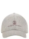 Brunello Cucinelli Men Virgin Wool Flannel Baseball Cap With Embroidery In Multi