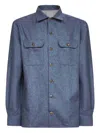 Brunello Cucinelli Men Virgin Wool Flannel Overshirt In Blue