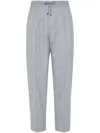 Brunello Cucinelli Linen Drawstring Leisure Trousers In Gray