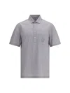 Brunello Cucinelli Men Virgin Wool Poplin Polo Shirt In Blue