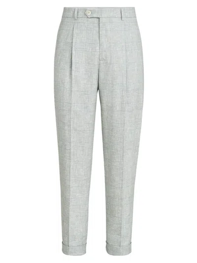 Brunello Cucinelli Check Trousers In Blue