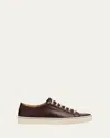 Brunello Cucinelli Men's Vulcanized-sole Leather Low-top Sneakers In Brown