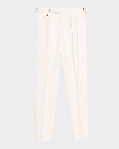 Brunello Cucinelli Tailored White Trousers With Classic Waistband In Neutral