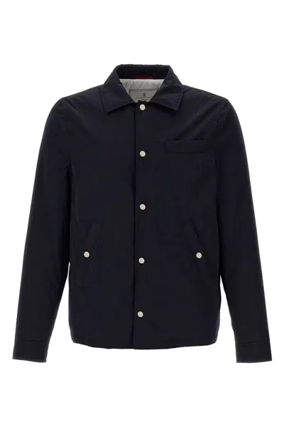 Brunello Cucinelli Men Water Repellent Jacket In Blue