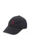 Brunello Cucinelli Men's Water-repellent Microfiber Baseball Cap With Embroidered Logo In Blue
