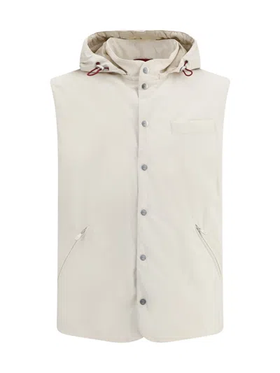 Brunello Cucinelli Men Water-repellent Microfiber Vest In Neutral