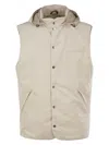 Brunello Cucinelli Water-repellent Microfiber Vest With Thermore® Padding And Detachable Hood In White