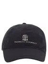 Brunello Cucinelli Men Water-repellent Microfibre Baseball Cap With Embroidered Logo In Blue