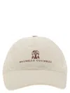 Brunello Cucinelli Men Water-repellent Microfibre Baseball Cap With Embroidered Logo In Neutral