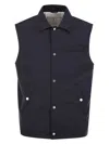 Brunello Cucinelli Water-repellent Microfibre Sleeveless Jacket In Blue