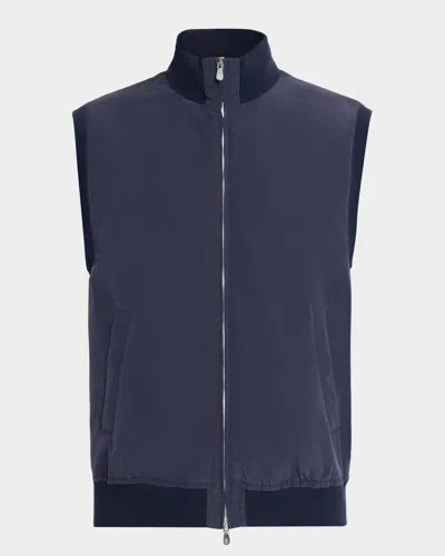 Brunello Cucinelli Men's Water-resistant Full-zip Vest In Blue