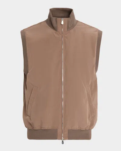 Brunello Cucinelli Men's Water-resistant Full-zip Vest In Brown