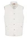Brunello Cucinelli Men Water-resistant Microfiber Lightweight Down Vest In White