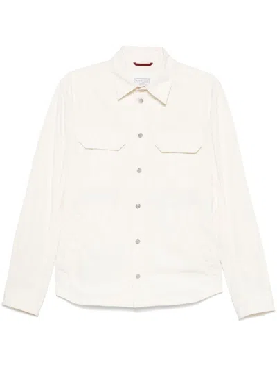 Brunello Cucinelli Men Water-resistant Microfiber Shirt-style Unlined Outerwear Jacket With Heat-bon In Multicolor