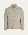 Brunello Cucinelli Shirt Style Jacket Buttoned Epaulettes In Khaki