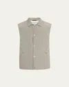 Brunello Cucinelli Men's Water Resistant Snap-front Vest In Beige