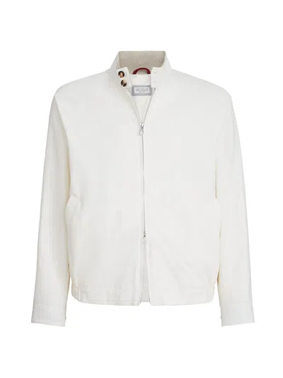 Brunello Cucinelli Water-repellent Nylon Windbreaker Jacket In White