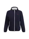 Brunello Cucinelli Membranated Nylon Jacket With Logo And Hood In Blue