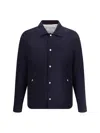 Brunello Cucinelli Men Waterproof Shirt Jacket In Blue