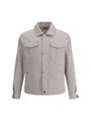 Brunello Cucinelli Waterproof Shirt Jacket With Point Collar In Gray