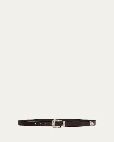Brunello Cucinelli Men's Western Turquoise And Leather Belt In Brown