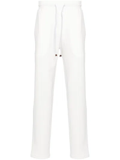 Brunello Cucinelli Men's White Cotton Tapered Leg Sweatpants For Ss24