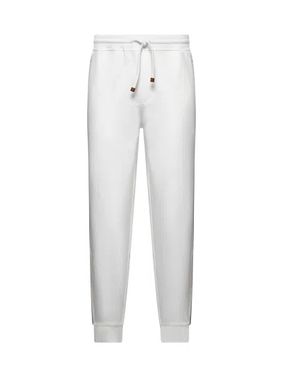 Brunello Cucinelli Men White Techno Cotton Fleece Joggers