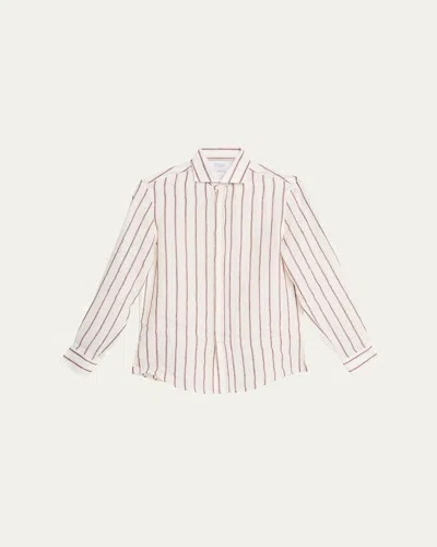 Brunello Cucinelli Men's Wide Stripe Cotton Sport Shirt In Multi