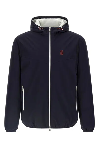 Brunello Cucinelli Waterproof Hooded Jacket In Blue