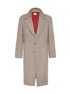 Brunello Cucinelli Chevron-pattern Single-breasted Coat In Gray