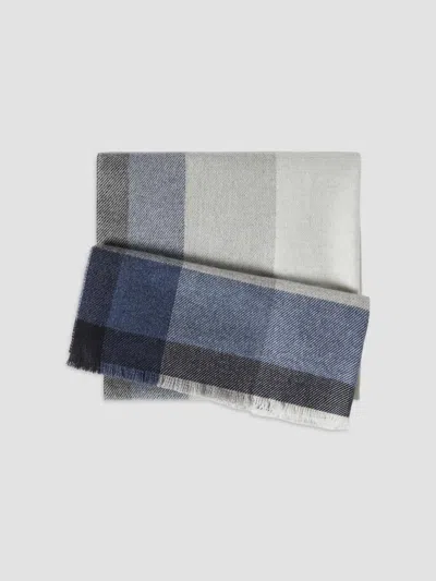 Brunello Cucinelli Men's Wool And Cashmere Checked Twill Scarf In Blue