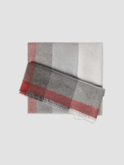 Brunello Cucinelli Men's Wool And Cashmere Checked Twill Scarf In Gray