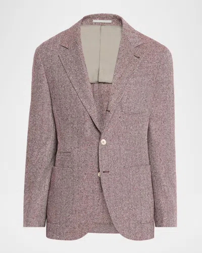 Brunello Cucinelli Men's Wool And Cashmere Chevron Sport Jacket In Purple