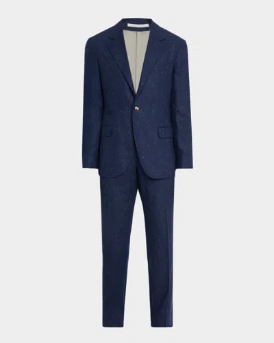 Brunello Cucinelli Men's Wool And Cashmere Flecked Two-piece Suit In Blue