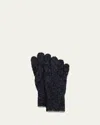 Brunello Cucinelli Men's Wool And Cashmere Knit Gloves In Navy/dark Grey